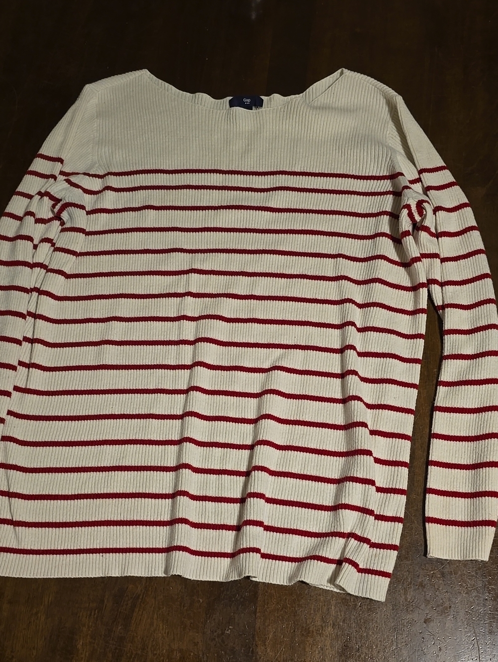 Gap Woman's Striped Sweater Size Large Red and White